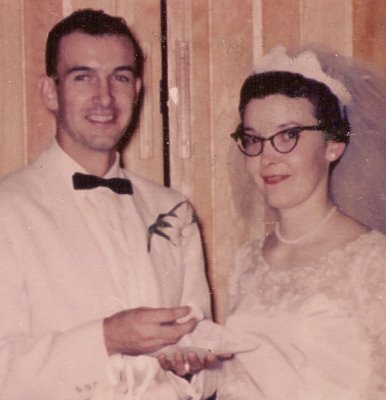 Photo of Lee & Sheryl Sloan at their wedding, 1959.